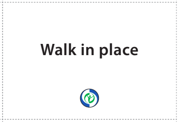 The image is a white card with the text "Walk in place" written on it.